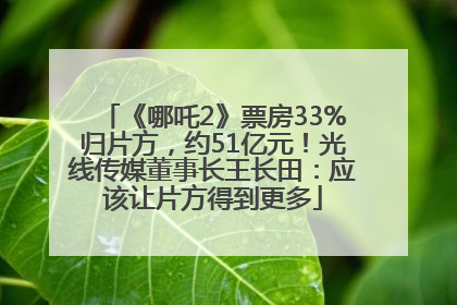 《哪吒2》票房33%归片方，约51亿元！光线传媒董事长王长田：应该让片方得到更多