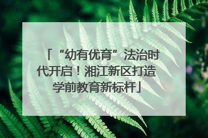 “幼有优育”法治时代开启！湘江新区打造学前教育新标杆