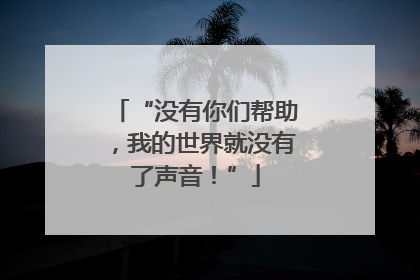 “没有你们帮助，我的世界就没有了声音！”