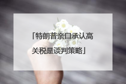 特朗普亲口承认高关税是谈判策略