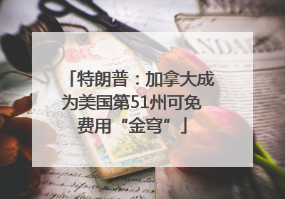 特朗普：加拿大成为美国第51州可免费用“金穹”