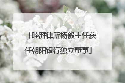 睦湃律所杨毅主任获任朝阳银行独立董事