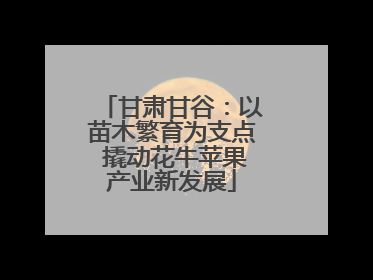 甘肃甘谷：以苗木繁育为支点 撬动花牛苹果产业新发展
