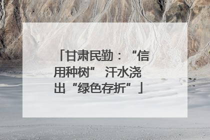 甘肃民勤：“信用种树” 汗水浇出“绿色存折”