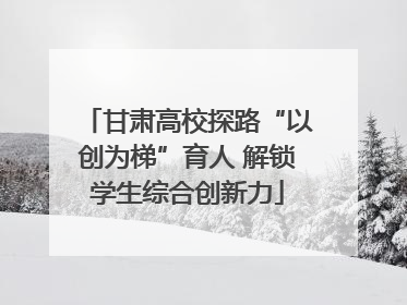 甘肃高校探路“以创为梯”育人 解锁学生综合创新力