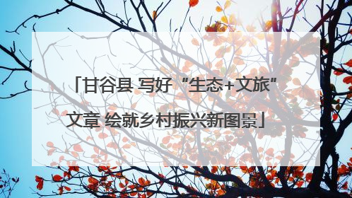 甘谷县 写好“生态+文旅”文章 绘就乡村振兴新图景