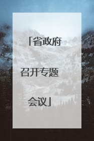 省政府召开专题会议