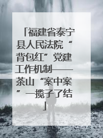 福建省泰宁县人民法院“背包红”党建工作机制——茶山“案中案”一揽子了结
