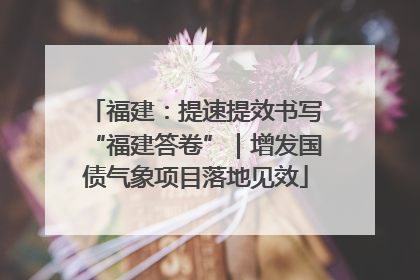 福建：提速提效书写“福建答卷”｜增发国债气象项目落地见效