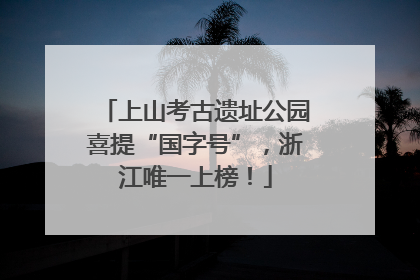 上山考古遗址公园喜提“国字号”，浙江唯一上榜！