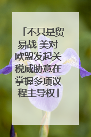 不只是贸易战 美对欧盟发起关税威胁意在掌握多项议程主导权