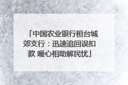中国农业银行桓台城郊支行：迅速追回误扣款 暖心相助解民忧