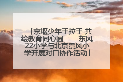 京堰少年手拉手 共绘教育同心圆——东风22小学与北京景风小学开展对口协作活动