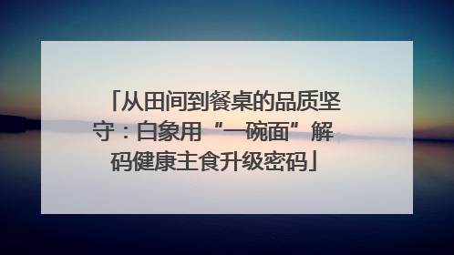从田间到餐桌的品质坚守：白象用“一碗面”解码健康主食升级密码