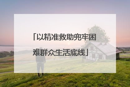 以精准救助兜牢困难群众生活底线
