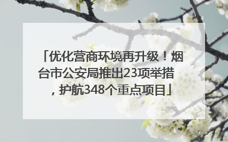 优化营商环境再升级！烟台市公安局推出23项举措，护航348个重点项目