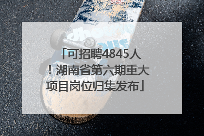 可招聘4845人！湖南省第六期重大项目岗位归集发布