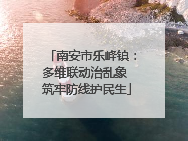 南安市乐峰镇：多维联动治乱象 筑牢防线护民生