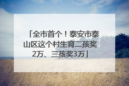 全市首个！泰安市泰山区这个村生育二孩奖2万、三孩奖3万