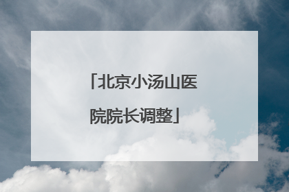 北京小汤山医院院长调整