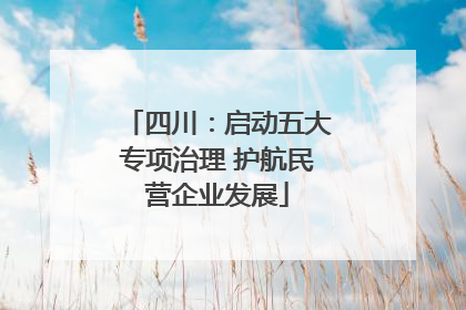 四川：启动五大专项治理 护航民营企业发展