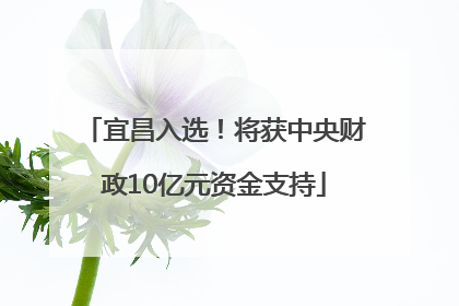宜昌入选！将获中央财政10亿元资金支持