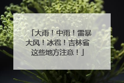 大雨！中雨！雷暴大风！冰雹！吉林省这些地方注意！