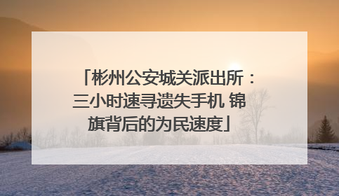 彬州公安城关派出所：三小时速寻遗失手机 锦旗背后的为民速度