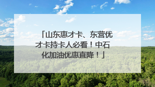 山东惠才卡、东营优才卡持卡人必看！中石化加油优惠直降！
