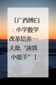 广西博白：小学数学改革培养一大批“速算小能手”