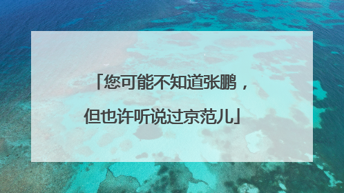 您可能不知道张鹏，但也许听说过京范儿