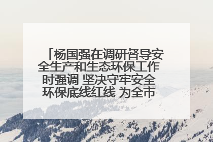 杨国强在调研督导安全生产和生态环保工作时强调 坚决守牢安全环保底线红线 为全市经济社会高质量发展提供坚强保障