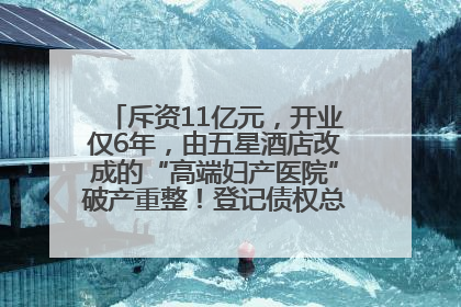 斥资11亿元，开业仅6年，由五星酒店改成的“高端妇产医院”破产重整！登记债权总额已超17亿元