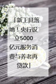新工具落地！央行设立5000亿元服务消费与养老再贷款