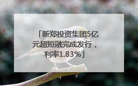 新郑投资集团5亿元超短融完成发行，利率1.83％