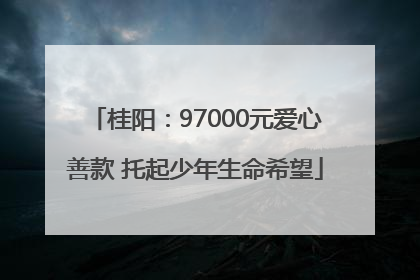 桂阳：97000元爱心善款 托起少年生命希望