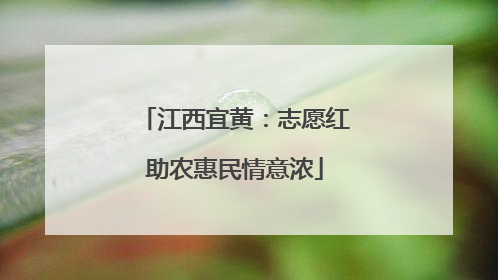 江西宜黄：志愿红助农惠民情意浓