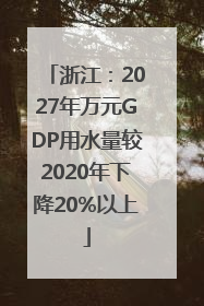 浙江：2027年万元GDP用水量较2020年下降20%以上