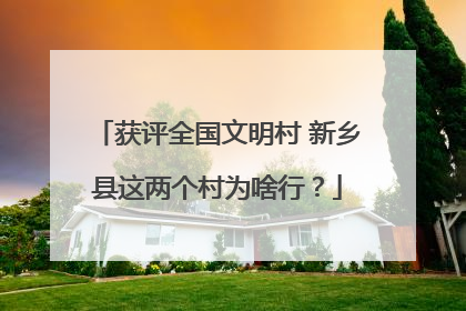 获评全国文明村 新乡县这两个村为啥行？