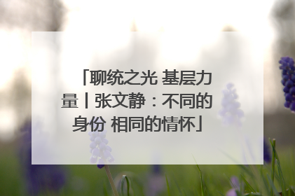 聊统之光 基层力量丨张文静：不同的身份 相同的情怀