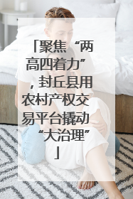 聚焦“两高四着力”，封丘县用农村产权交易平台撬动“大治理”