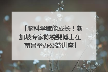脑科学赋能成长！新加坡专家陈锐斐博士在南昌举办公益讲座