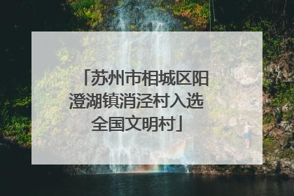 苏州市相城区阳澄湖镇消泾村入选全国文明村