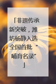 非遗传承新突破，潍坊杨静入选全国首批“哺育名录”