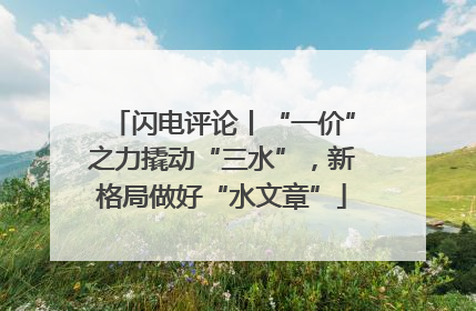 闪电评论丨“一价”之力撬动“三水”，新格局做好“水文章”
