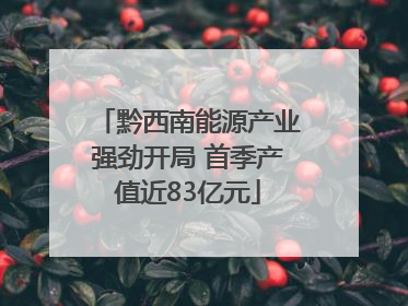 黔西南能源产业强劲开局 首季产值近83亿元