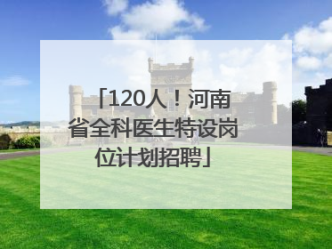 120人！河南省全科医生特设岗位计划招聘