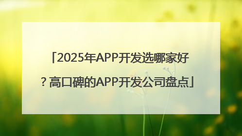 2025年APP开发选哪家好？高口碑的APP开发公司盘点