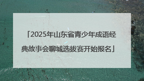 2025年山东省青少年成语经典故事会聊城选拔赛开始报名